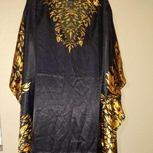 Midnight Velvet Women Dress One Size Plus Black & Gold EUC